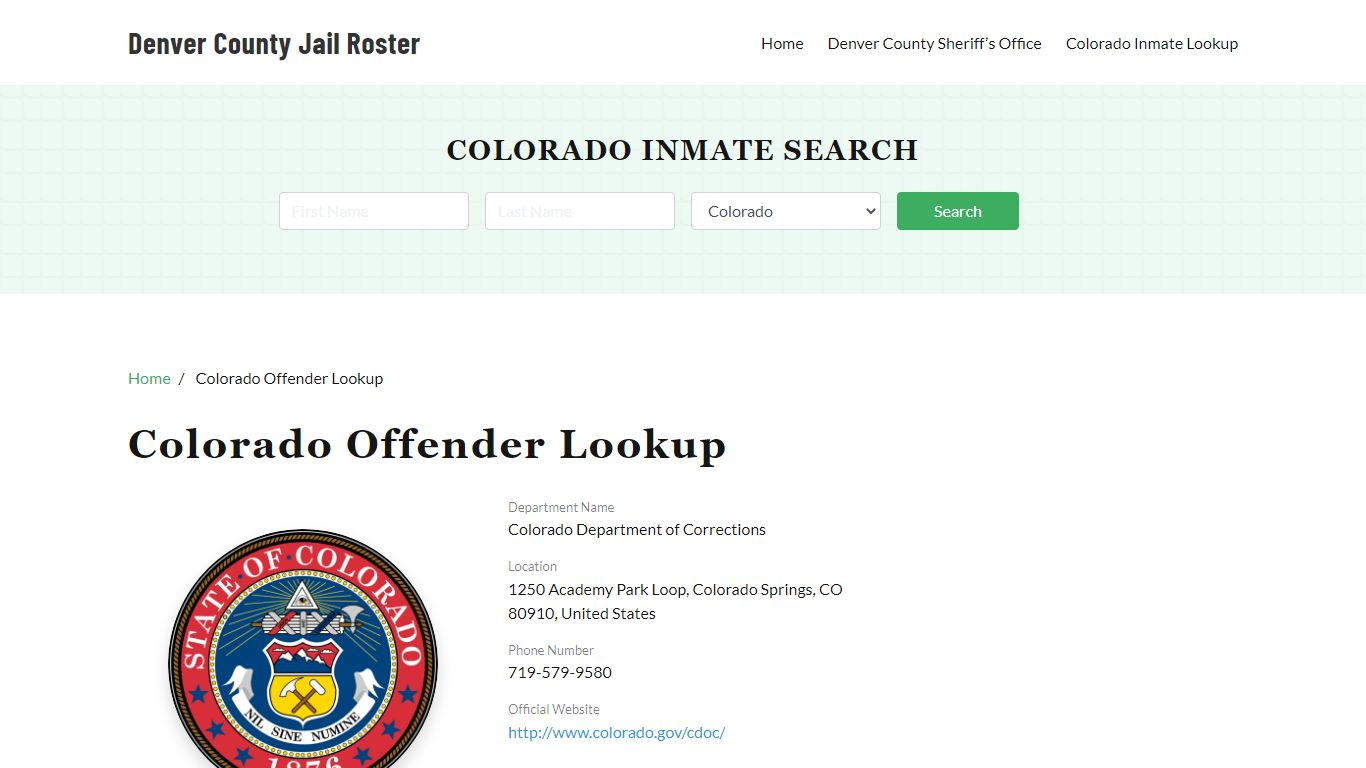 Colorado Inmate Search, Jail Rosters - Denver County Jail