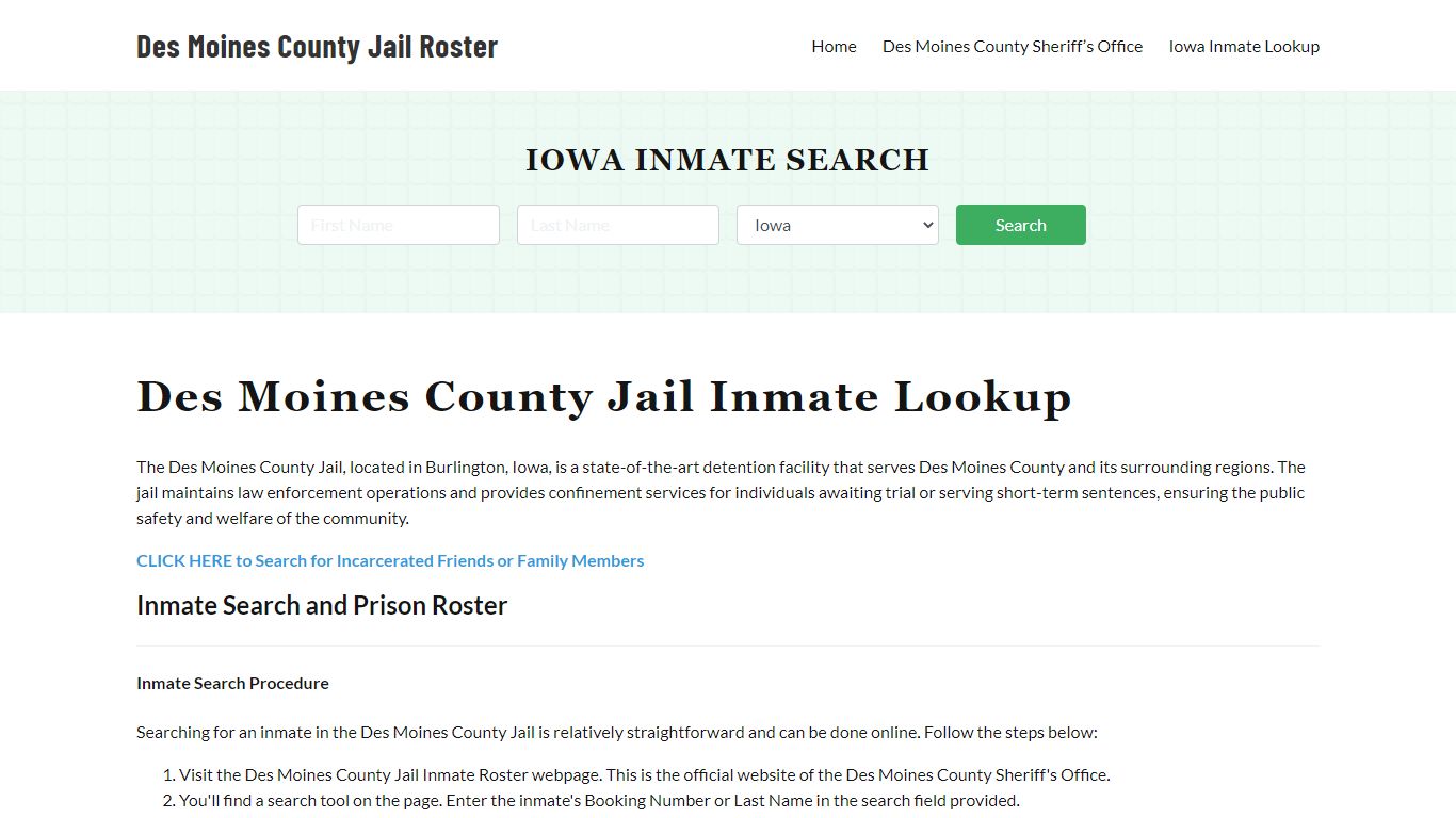 Des Moines County Jail Roster Lookup, IA, Inmate Search