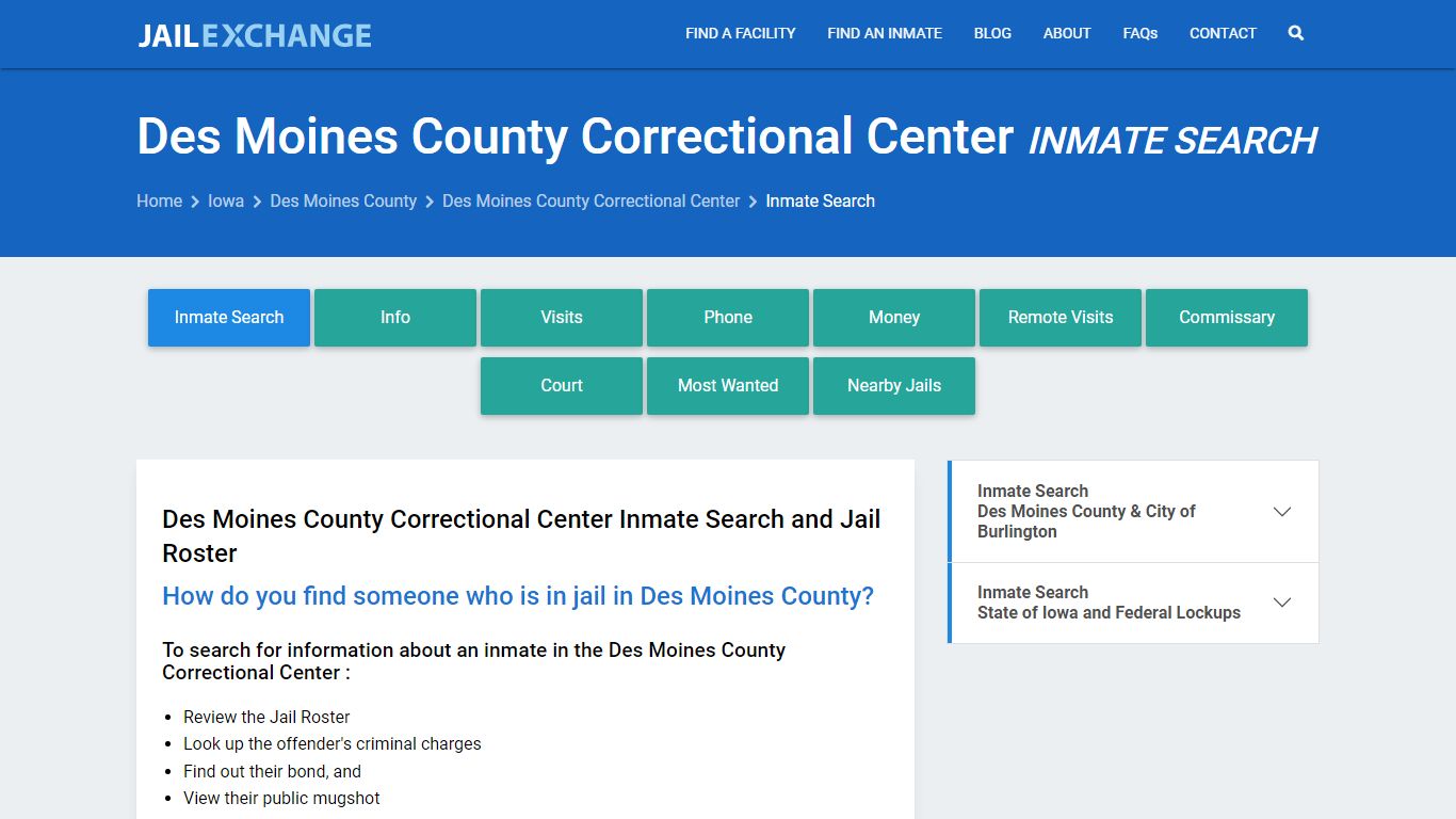 Des Moines County Correctional Center Inmate Search - Jail Exchange