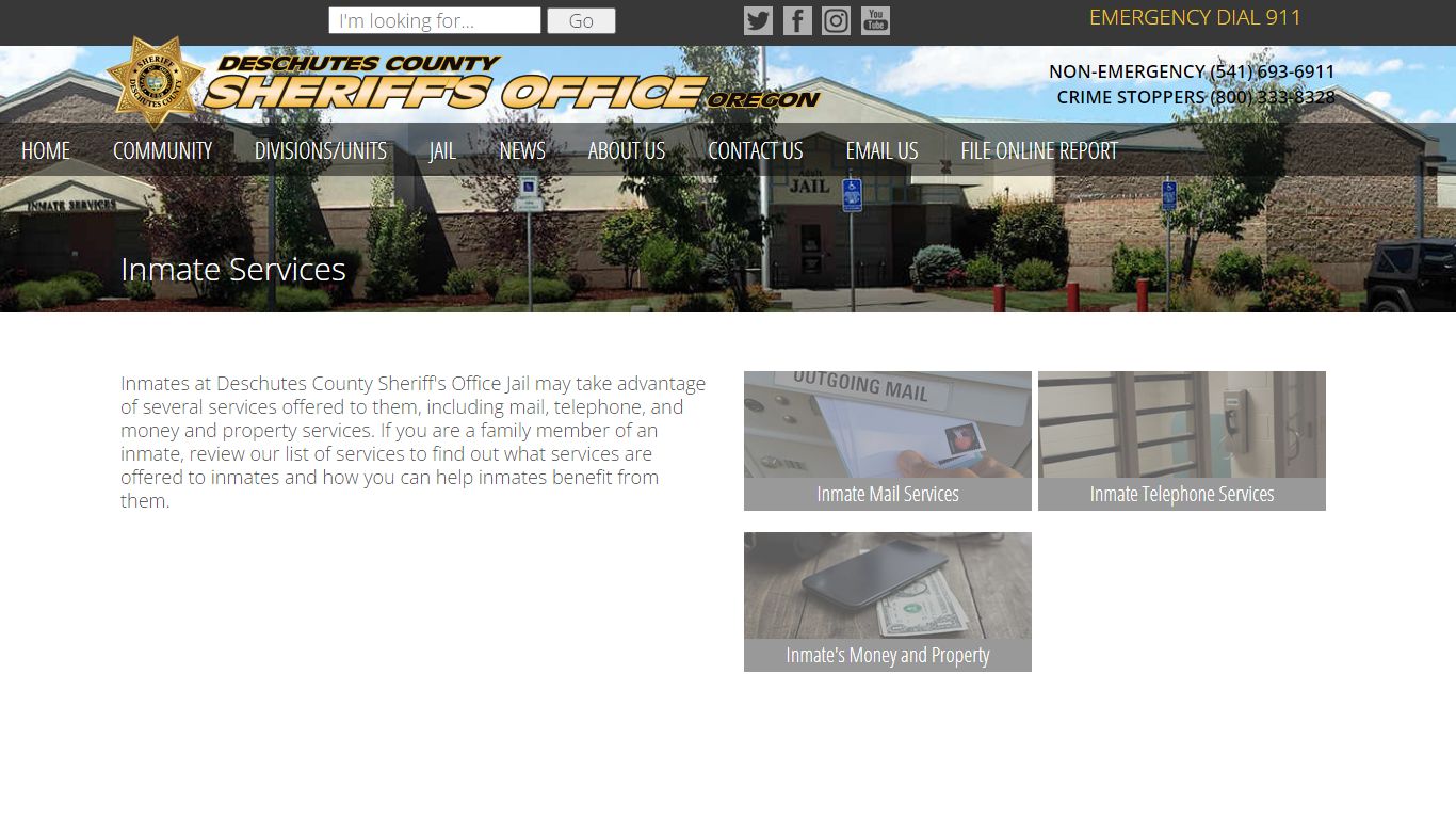 Inmate Services | Deschutes County Sheriff's Office in Oregon