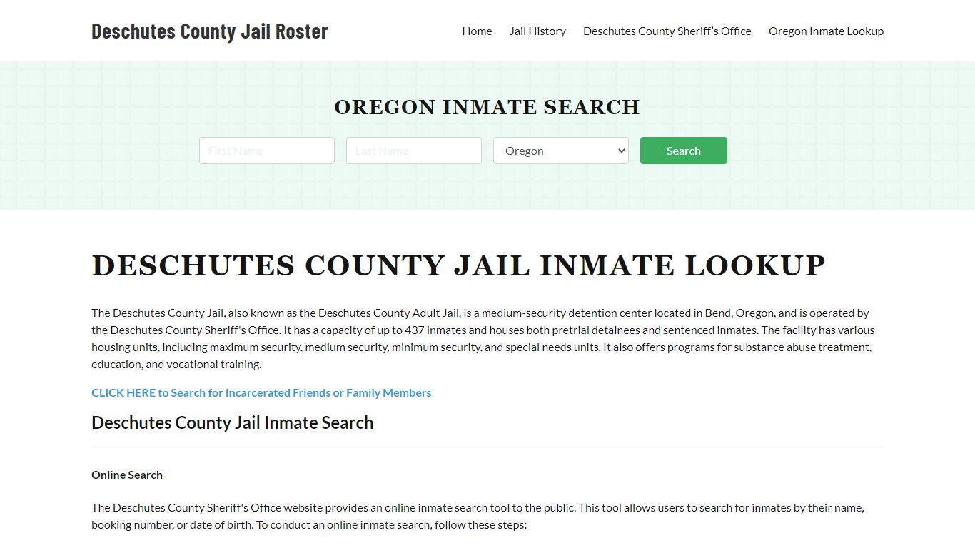 Deschutes County Jail Roster Lookup, OR, Inmate Search