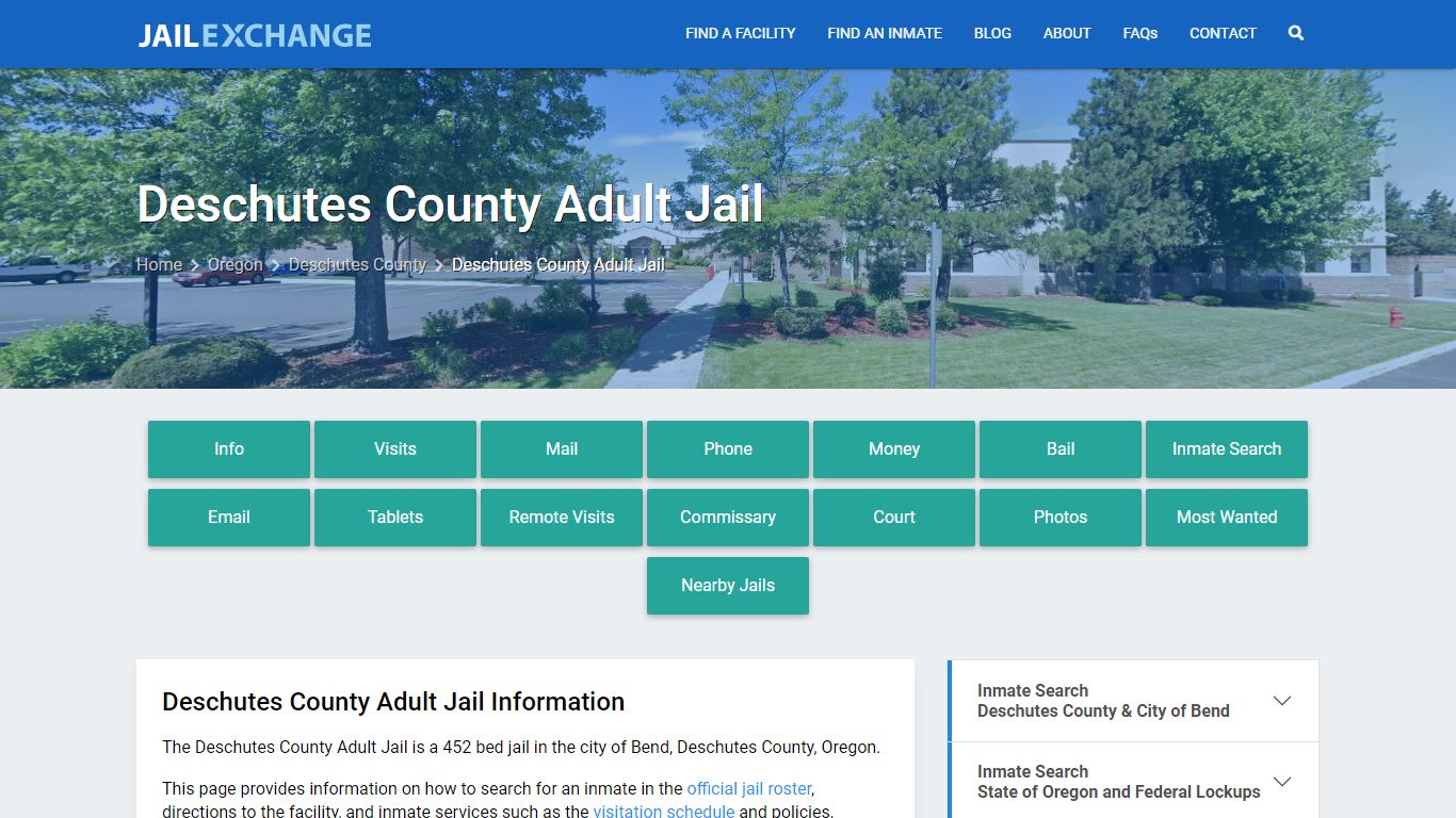 Deschutes County Adult Jail, OR Inmate Search, Information