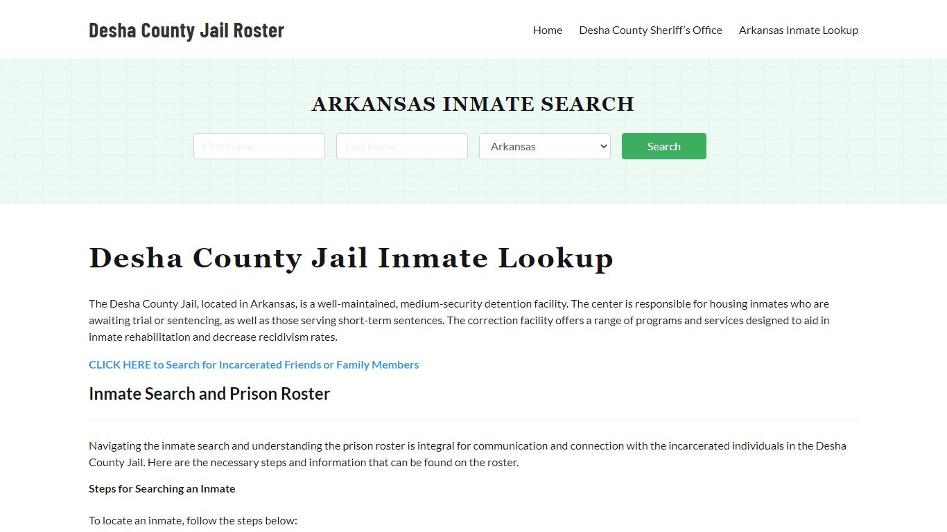 Desha County Jail Roster Lookup, AR, Inmate Search