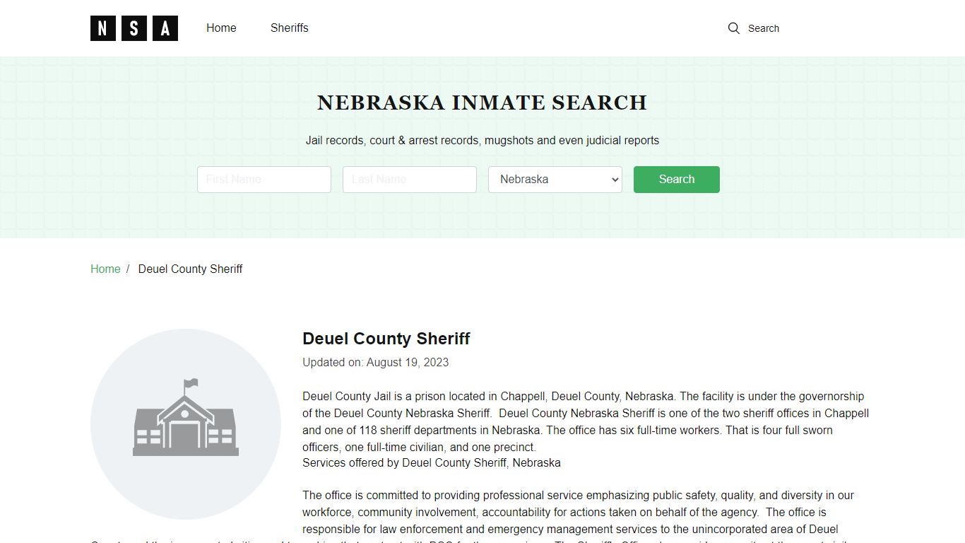 Deuel County Sheriff, Nebraska and County Jail Information
