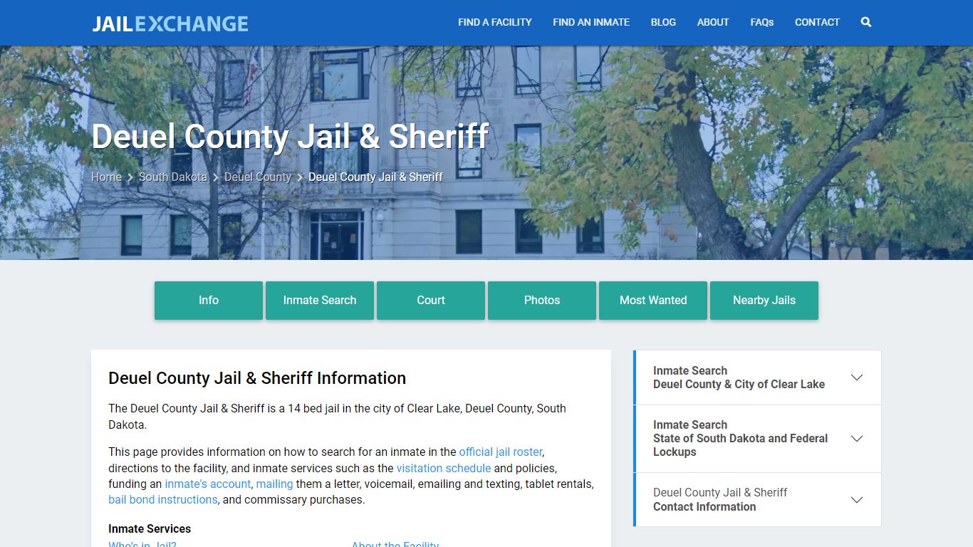 Deuel County Jail & Sheriff, SD Inmate Search, Information