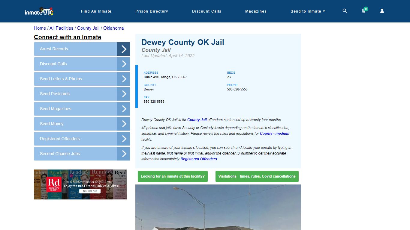 Dewey County OK Jail - Inmate Locator - Taloga, OK