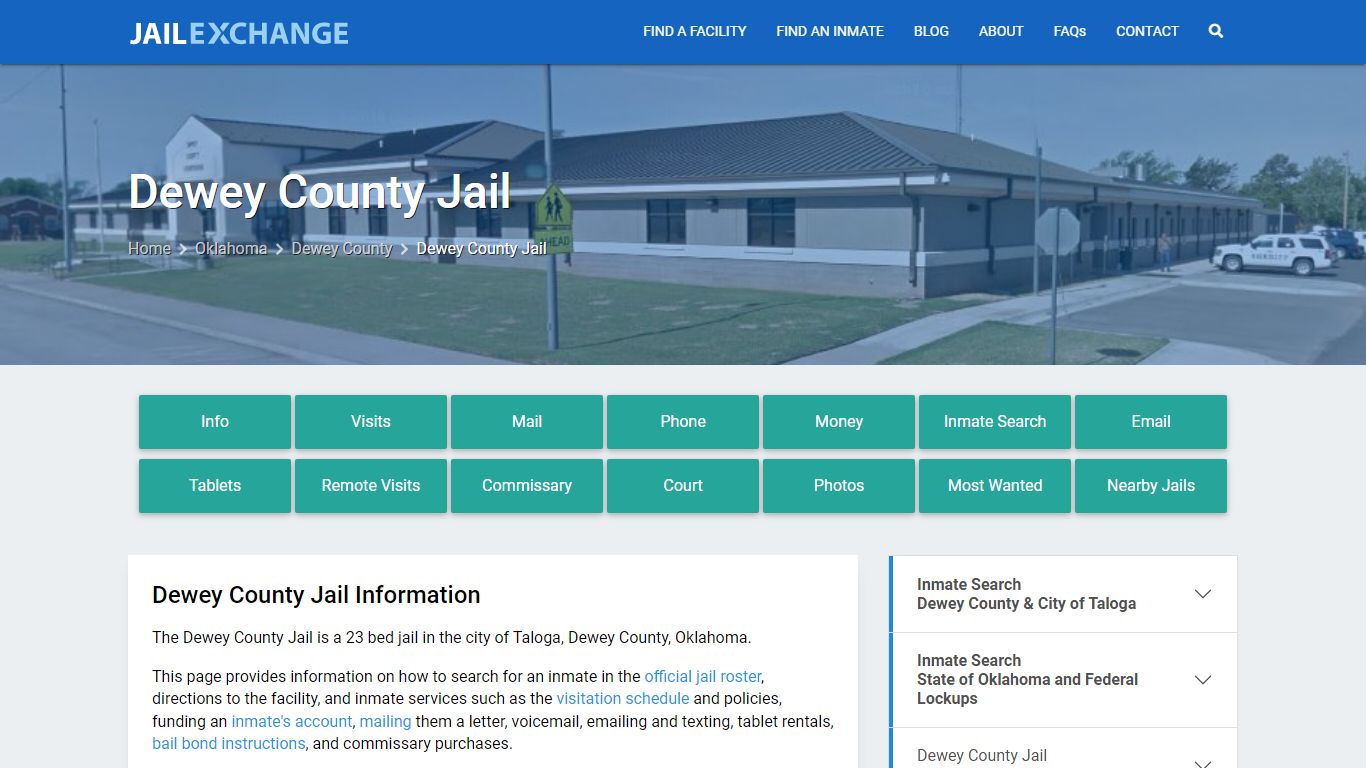 Dewey County Jail, OK Inmate Search, Information