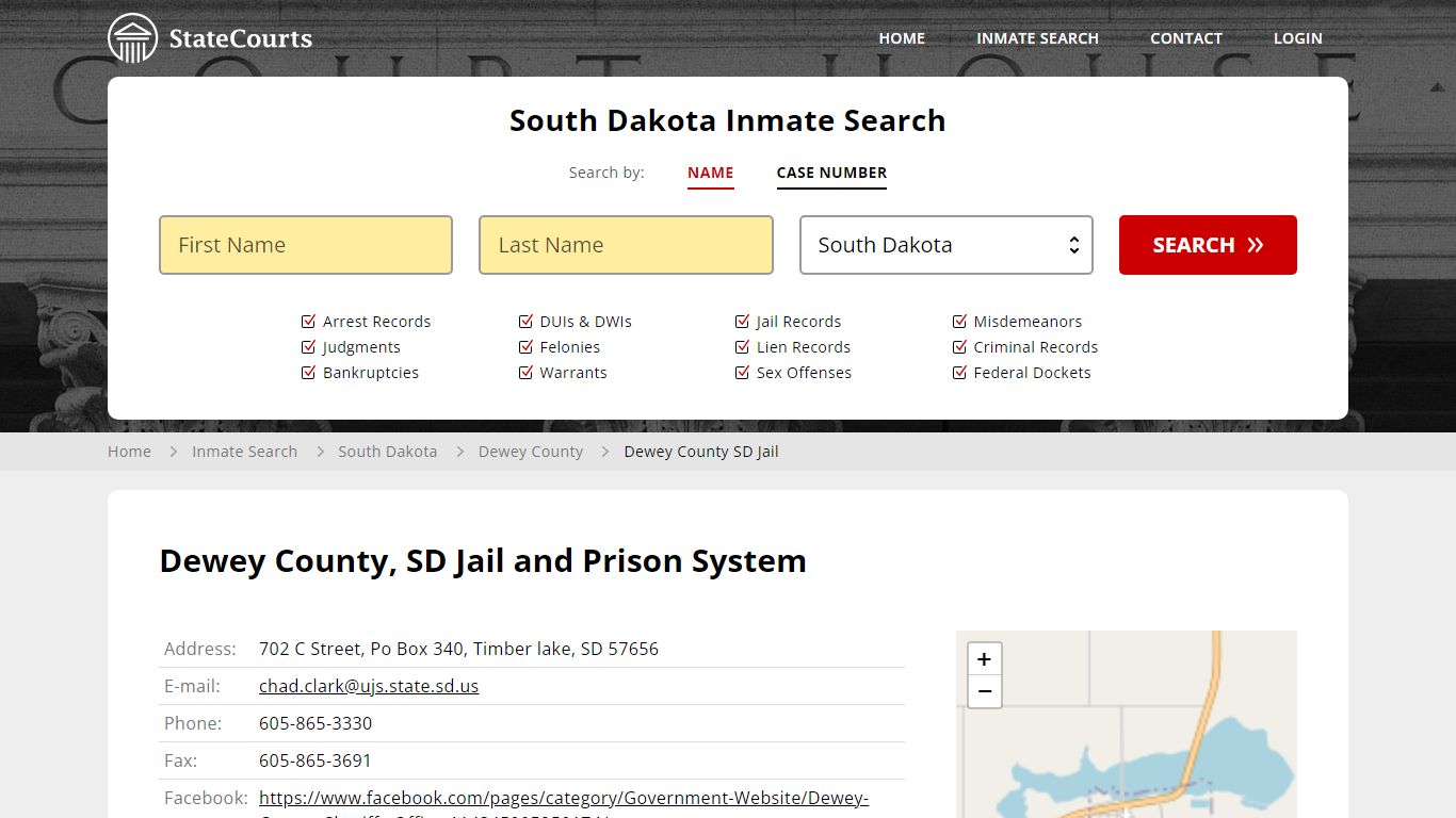 Dewey County SD Jail Inmate Records Search, South Dakota - StateCourts