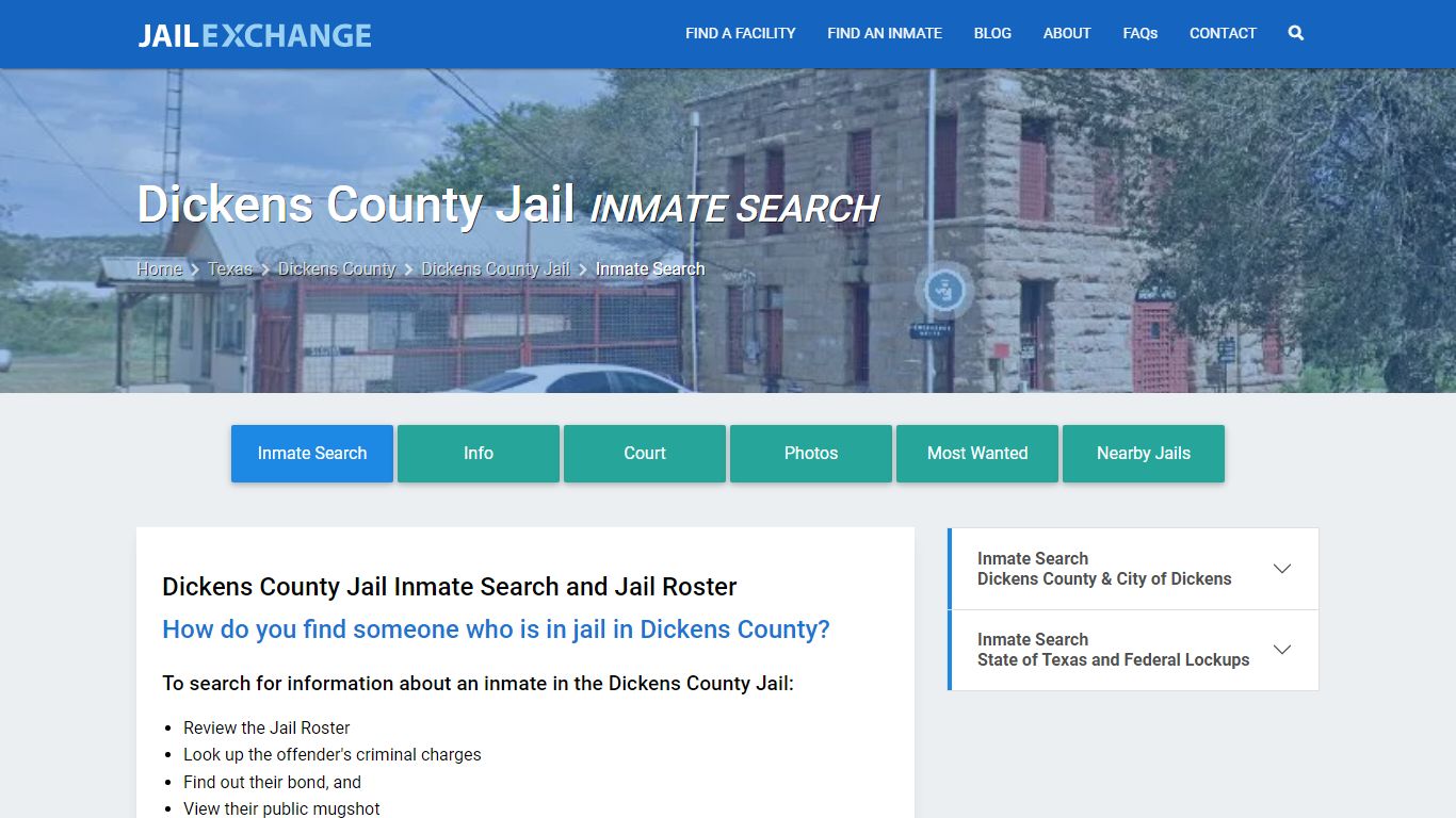 Inmate Search: Roster & Mugshots - Dickens County Jail, TX