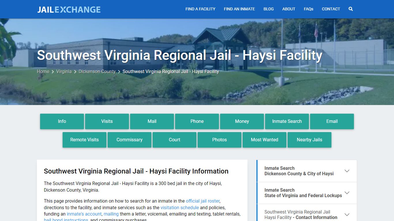 Southwest Virginia Regional Jail - Haysi Facility, VA Inmate Search ...