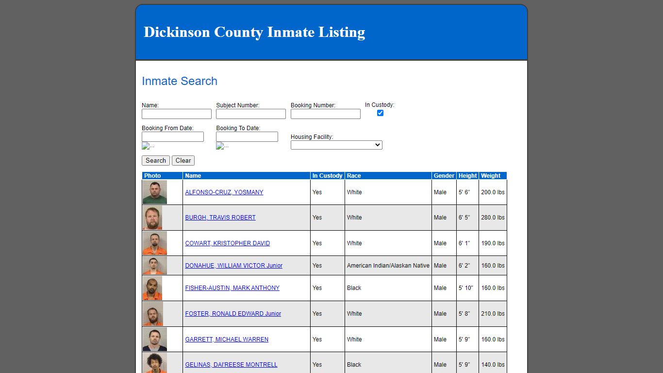 Dickinson County Inmate Listing - dkcokslaw.org