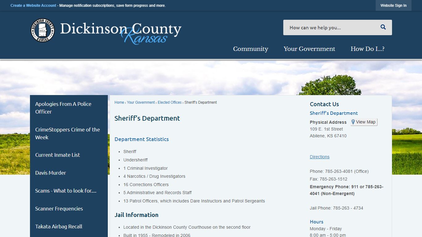 Sheriff's Department | Dickinson County, KS - Official Website