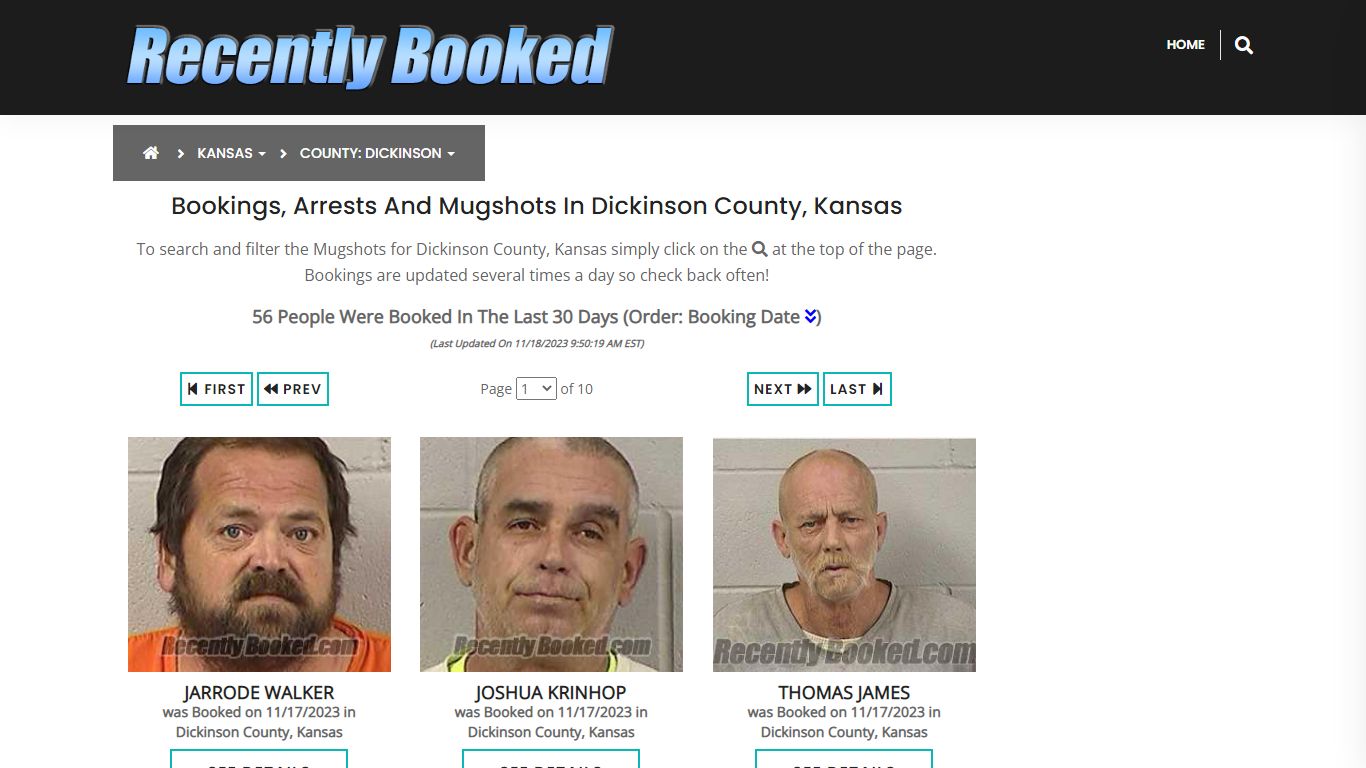 Bookings, Arrests and Mugshots in Dickinson County, Kansas