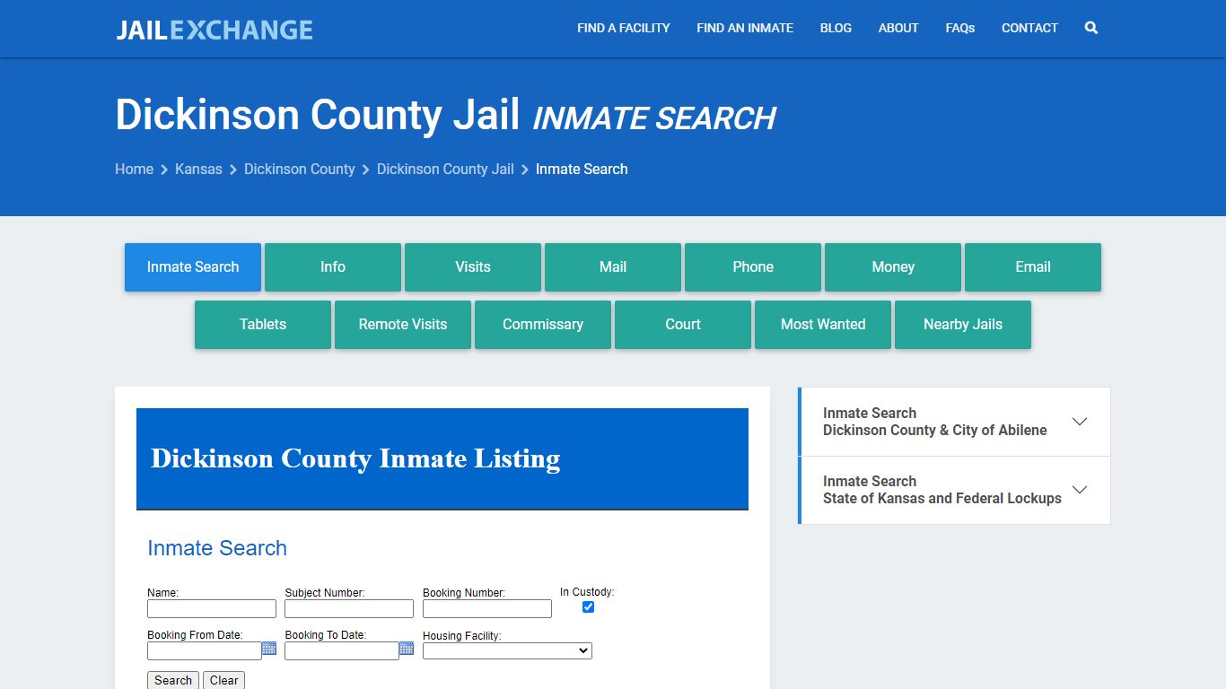 Inmate Search: Roster & Mugshots - Dickinson County Jail, KS