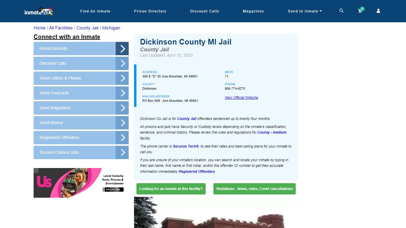 Dickinson County MI Jail - Inmate Locator - Iron Mountain, MI
