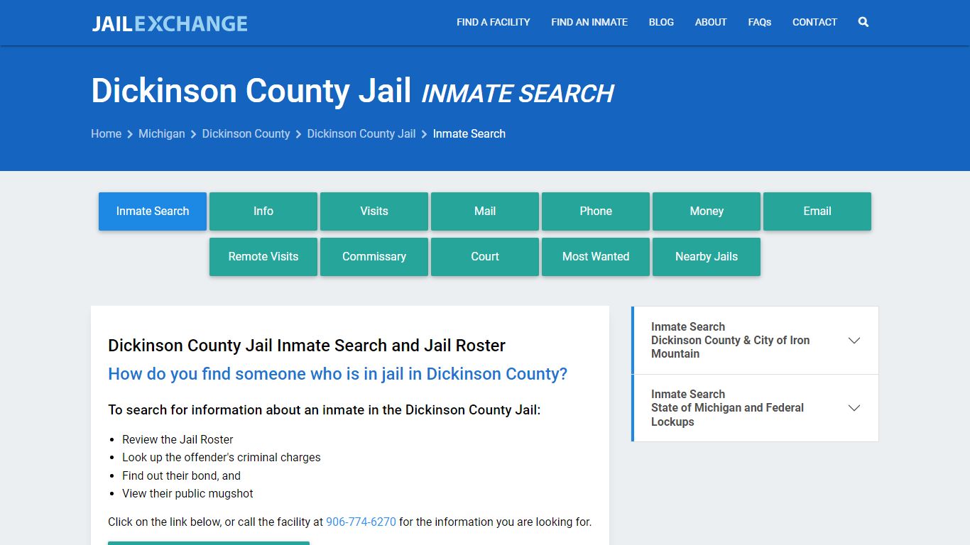 Inmate Search: Roster & Mugshots - Dickinson County Jail, MI