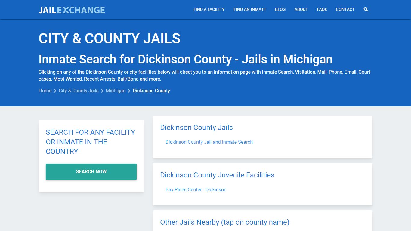 Inmate Search for Dickinson County | Jails in Michigan - Jail Exchange