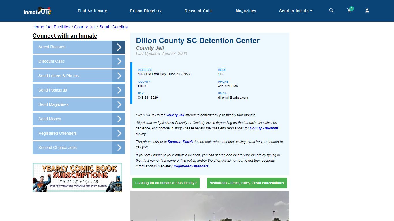 Dillon County SC Detention Center - Inmate Locator - Dillon, SC