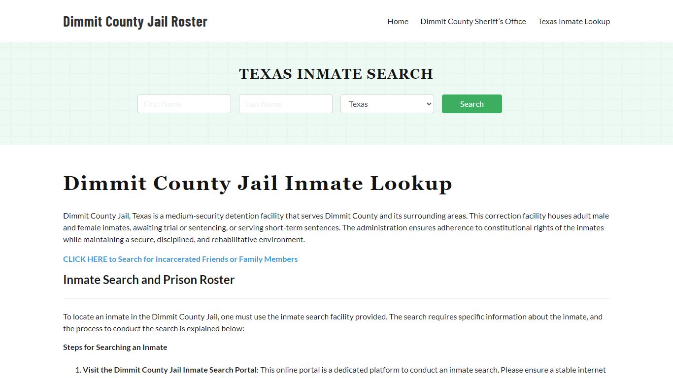 Dimmit County Jail Roster Lookup, TX, Inmate Search