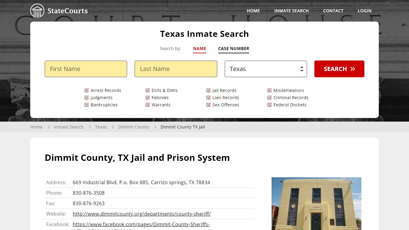 Dimmit County TX Jail Inmate Records Search, Texas - StateCourts
