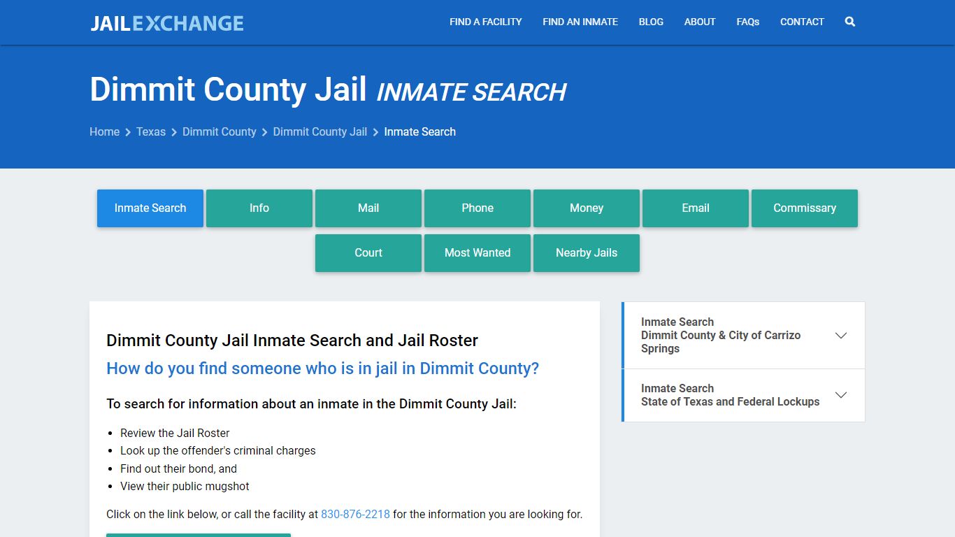 Inmate Search: Roster & Mugshots - Dimmit County Jail, TX