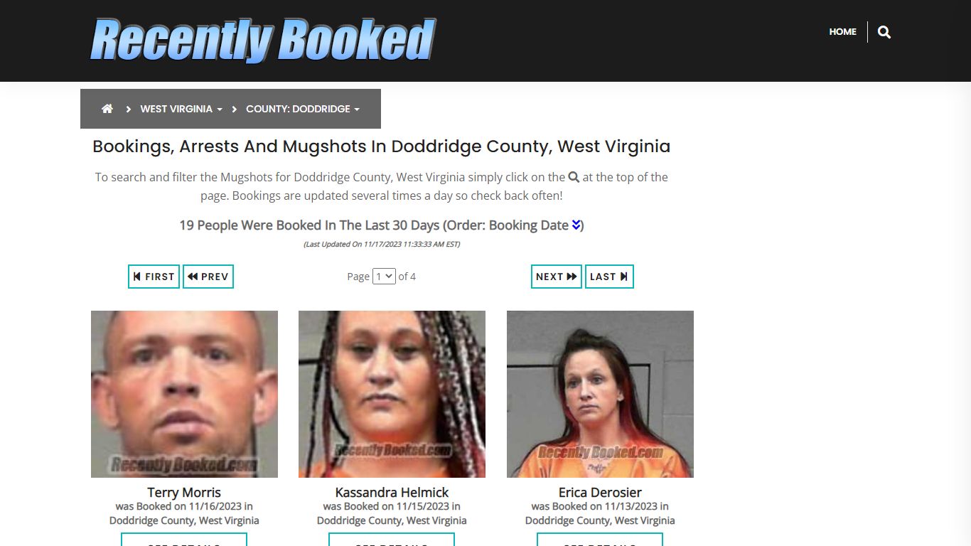 Bookings, Arrests and Mugshots in Doddridge County, West Virginia