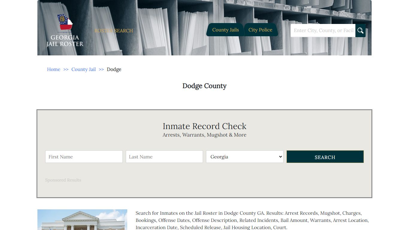 Dodge County | Georgia Jail Inmate Search