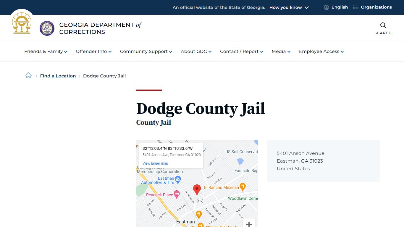 Dodge County Jail | Georgia Department of Corrections