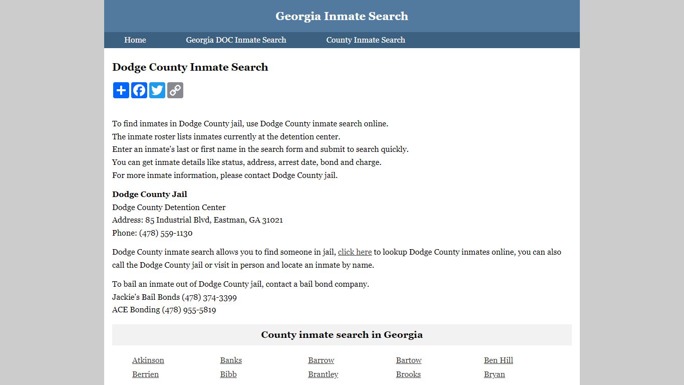 Dodge County Inmate Search