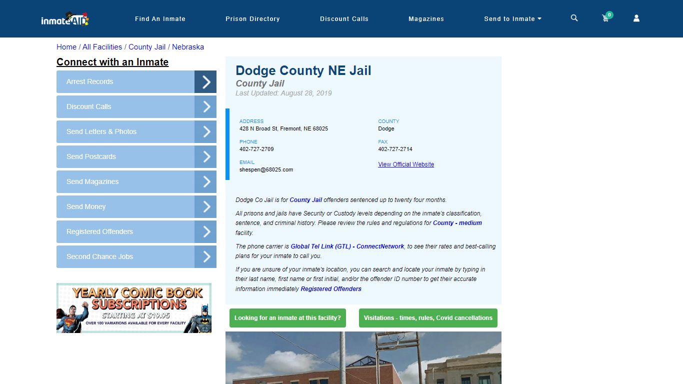 Dodge County NE Jail - Inmate Locator - Fremont, NE