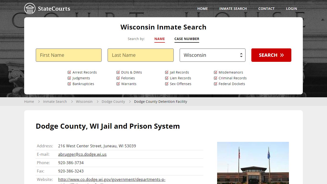 Dodge County Detention Facility Inmate Records Search, Wisconsin ...