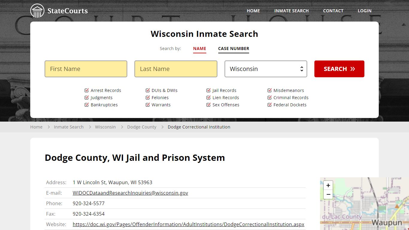 Dodge Correctional Institution Inmate Records Search, Wisconsin ...