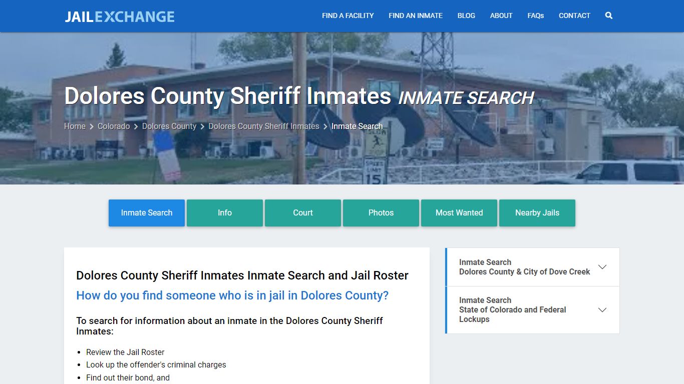Dolores County Sheriff Inmates Inmate Search - Jail Exchange
