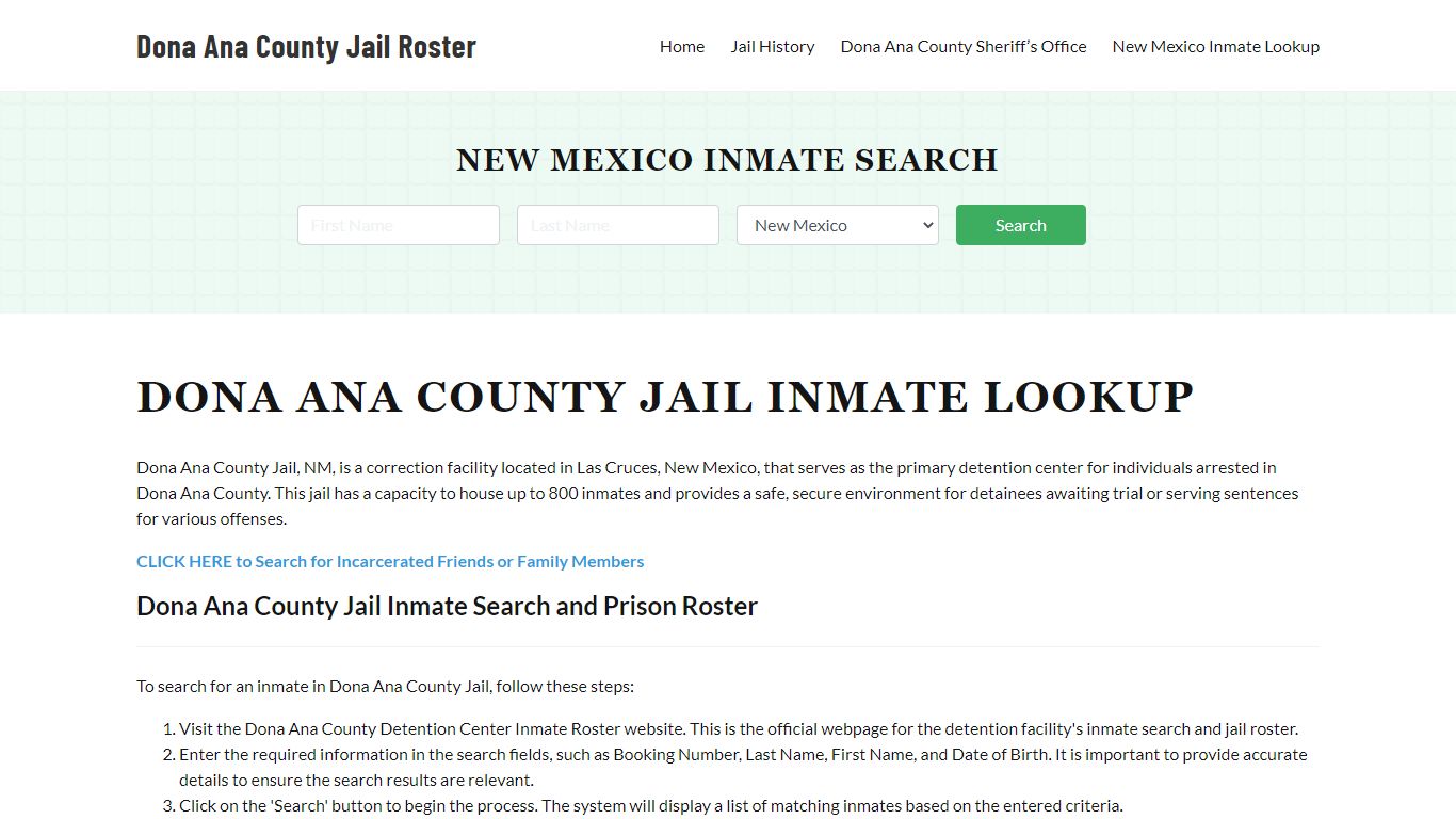 Dona Ana County Jail Roster Lookup, NM, Inmate Search