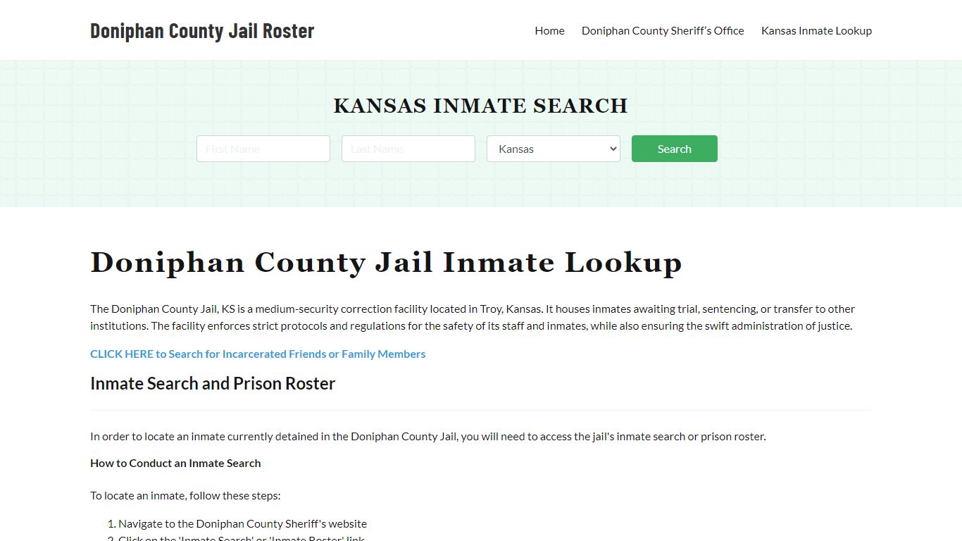 Doniphan County Jail Roster Lookup, KS, Inmate Search