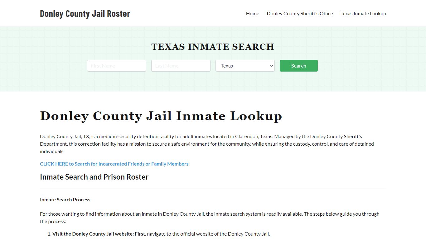 Donley County Jail Roster Lookup, TX, Inmate Search