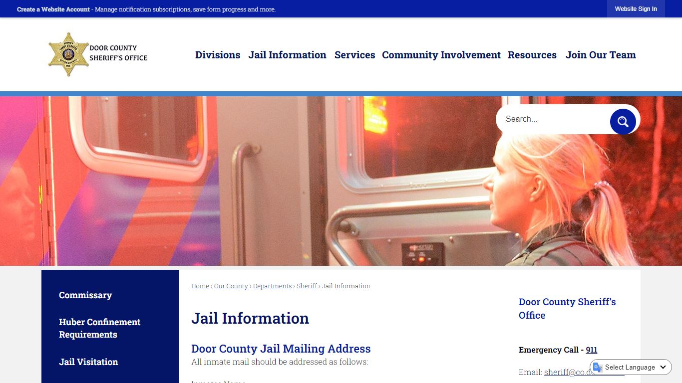 Jail Information | Door County, WI