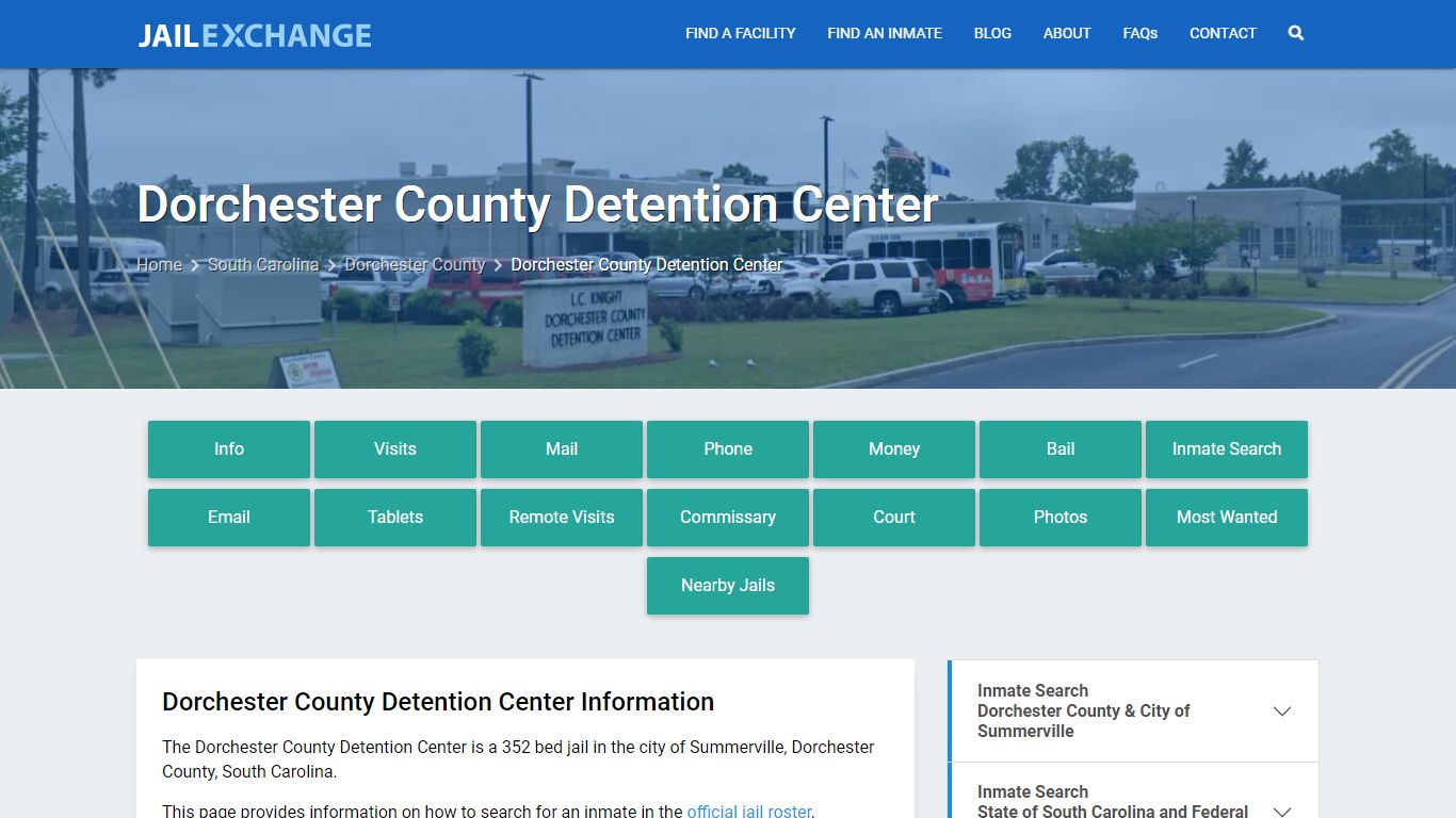 Dorchester County Detention Center, SC Inmate Search, Information