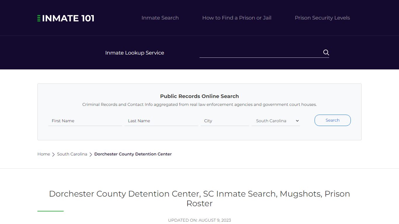 Dorchester County Detention Center, SC Inmate Search, Mugshots, Prison ...