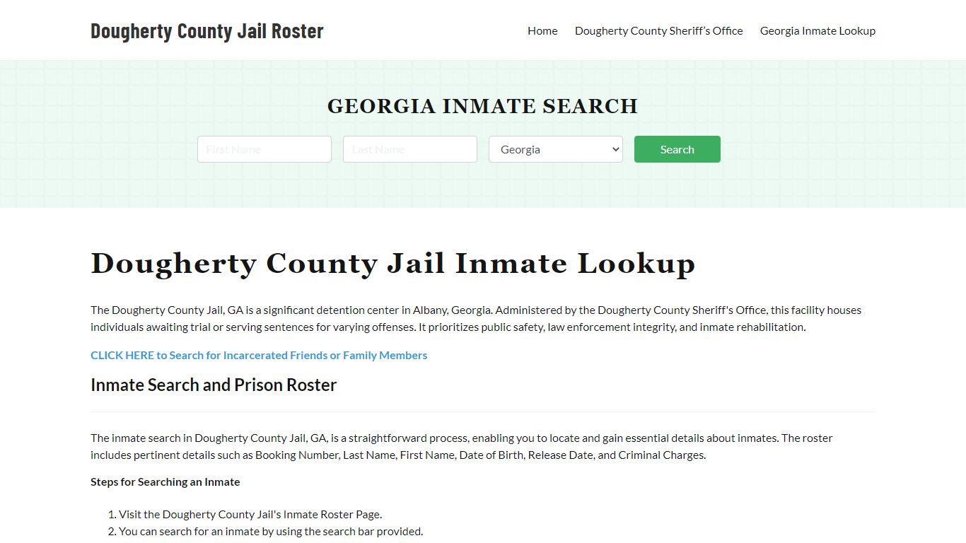 Dougherty County Jail Roster Lookup, GA, Inmate Search