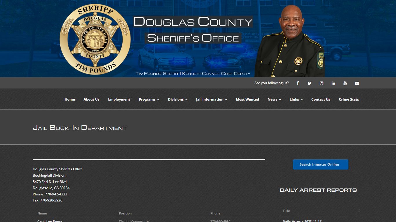 Jail Book-In Department – Douglas County Sheriff's Office (GA)