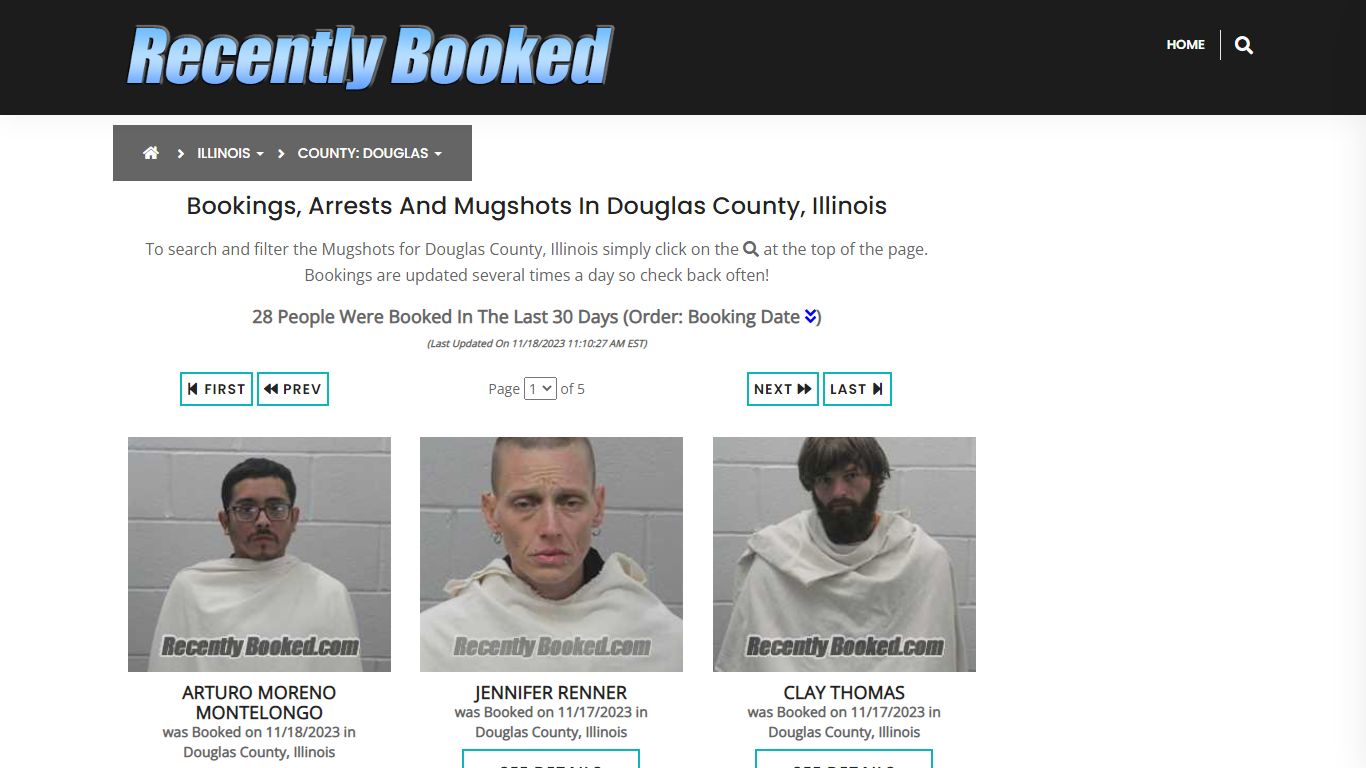 Recent bookings, Arrests, Mugshots in Douglas County, Illinois