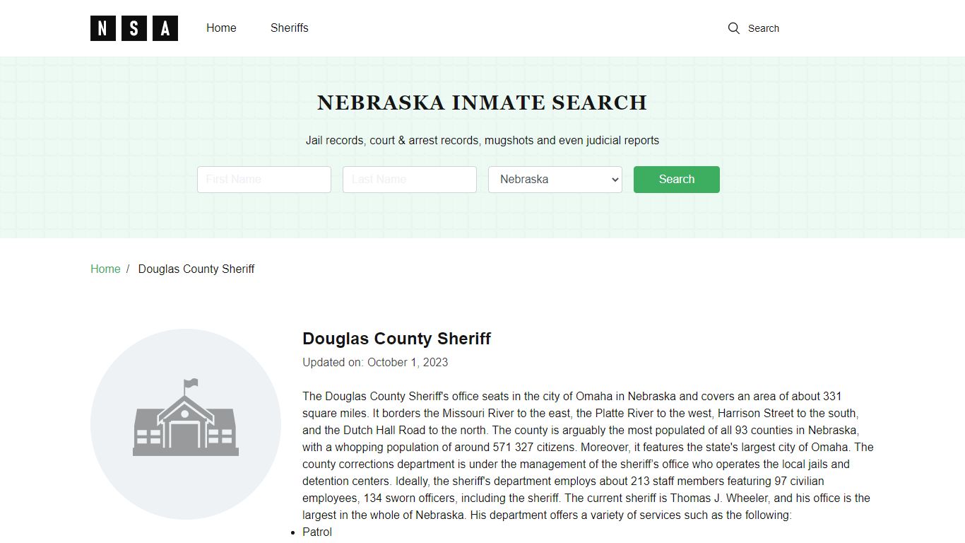 Douglas County Nebraska Sheriff and County Jail Information