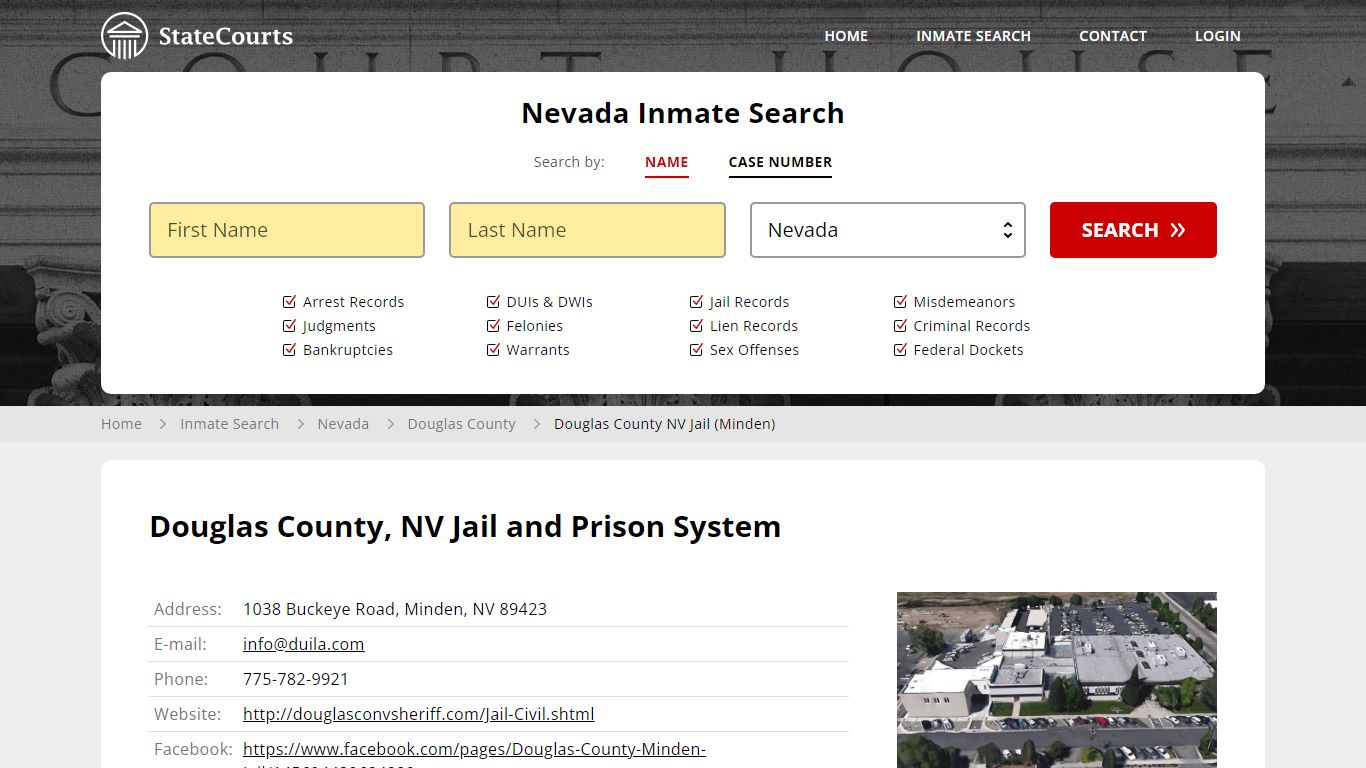 Douglas County NV Jail (Minden) Inmate Records Search, Nevada - StateCourts