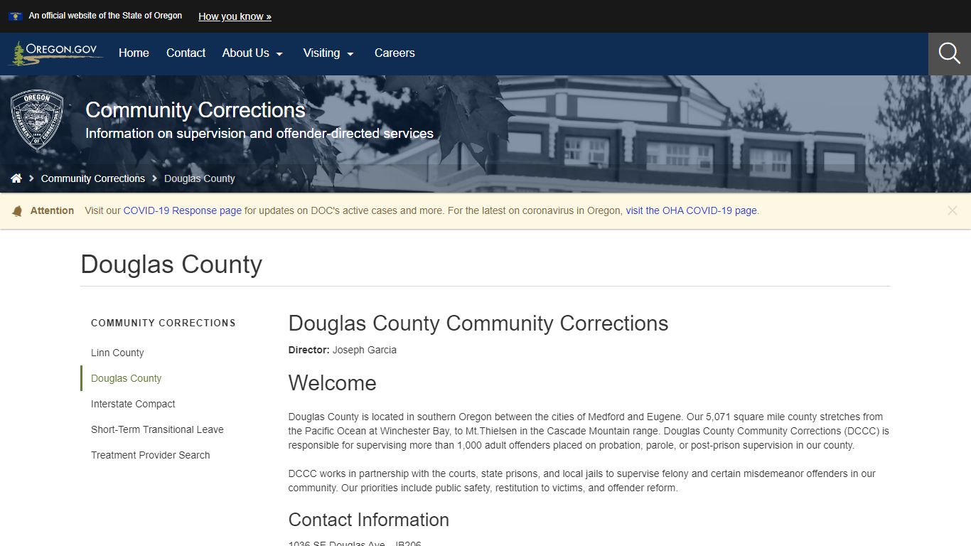 Department of Corrections : Douglas County - State of Oregon