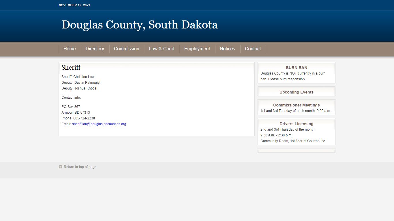 Sheriff - Douglas County, South Dakota