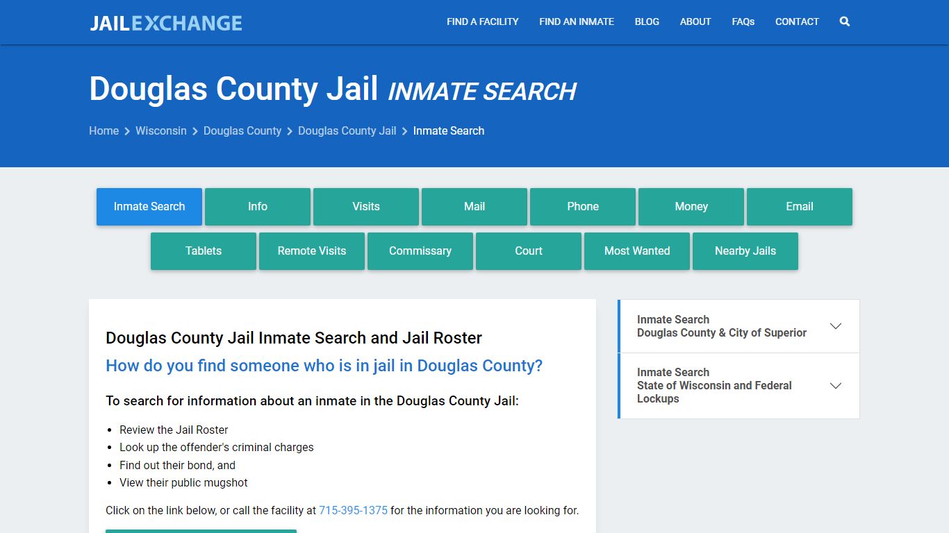 Inmate Search: Roster & Mugshots - Douglas County Jail, WI