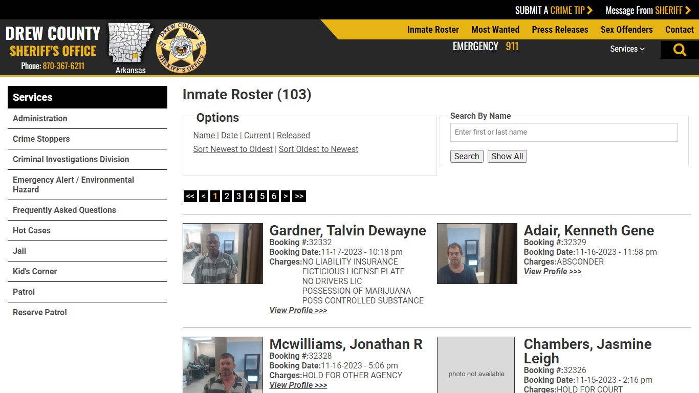 Inmate Roster (101) - Drew County Sheriff AR