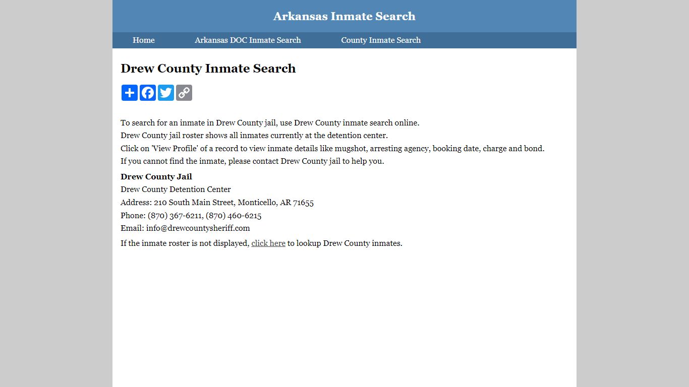 Drew County Inmate Search