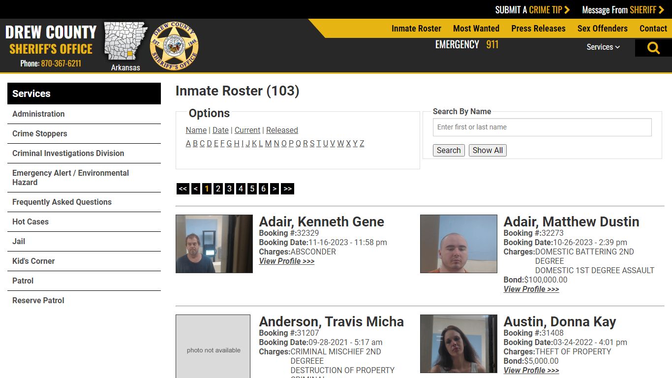 Inmate Roster - Current Inmates - Drew County Sheriff AR